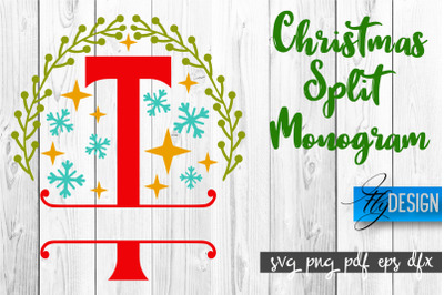 Christmas Split Monogram SVG | Home Design SVG | Xmas SVG