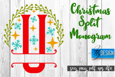 Christmas Split Monogram SVG | Home Design SVG | Xmas SVG