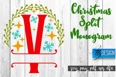 Christmas Split Monogram SVG | Home Design SVG | Xmas SVG