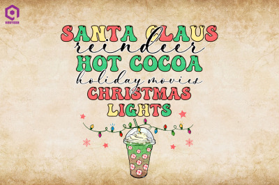 Santa Hot Cocoa Retro Christmas Lights