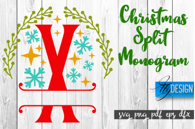 Christmas Split Monogram SVG | Home Design SVG | Xmas SVG