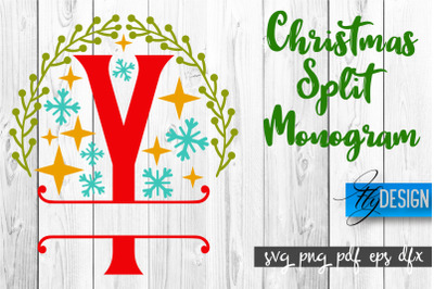 Christmas Split Monogram SVG | Home Design SVG | Xmas SVG