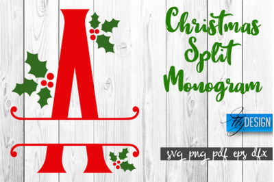 Christmas Split Monogram SVG | Home Design SVG | Xmas SVG