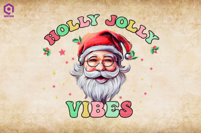 Holly Jolly Retro Santa Christmas Vibes