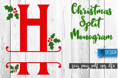 Christmas Split Monogram SVG | Home Design SVG | Xmas SVG