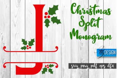 Christmas Split Monogram SVG | Home Design SVG | Xmas SVG