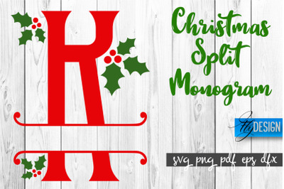 Christmas Split Monogram SVG | Home Design SVG | Xmas SVG