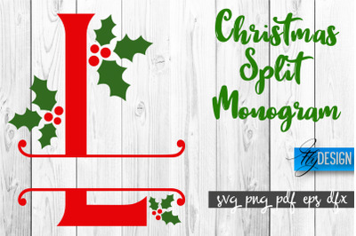 Christmas Split Monogram SVG | Home Design SVG | Xmas SVG