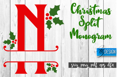 Christmas Split Monogram SVG | Home Design SVG | Xmas SVG