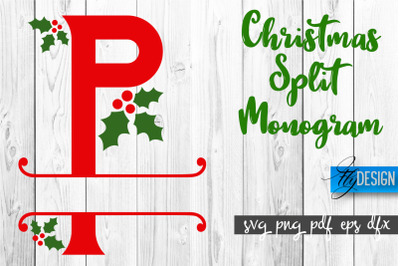 Christmas Split Monogram SVG | Home Design SVG | Xmas SVG