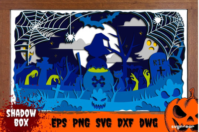 Halloween Shadow Box SVG | Light box | Layered box