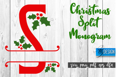 Christmas Split Monogram SVG | Home Design SVG | Xmas SVG