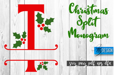 Christmas Split Monogram SVG | Home Design SVG | Xmas SVG