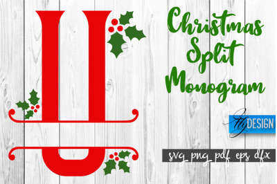 Christmas Split Monogram SVG | Home Design SVG | Xmas SVG