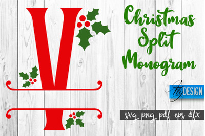 Christmas Split Monogram SVG | Home Design SVG | Xmas SVG