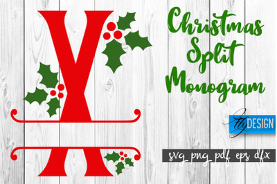 Christmas Split Monogram SVG | Home Design SVG | Xmas SVG