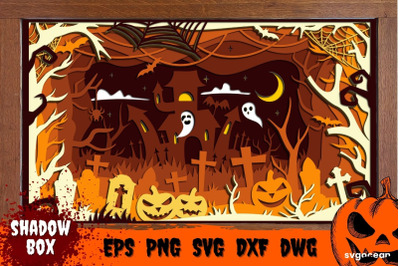 Halloween Layered Box SVG | Light box | Shadow box