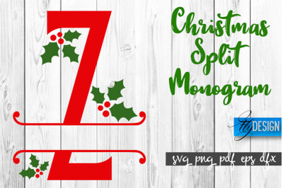 Christmas Split Monogram SVG | Home Design SVG | Xmas SVG