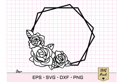 Rose flower border wreath svg