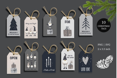 Holiday Gnomes tags. Printable Gift tags with Merry Christmas