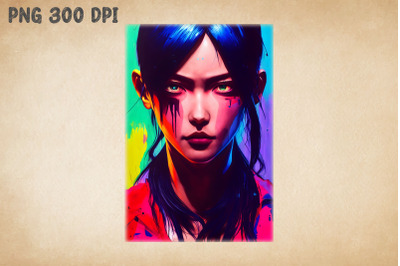 Cyberpunk Colorful Girl Portrait