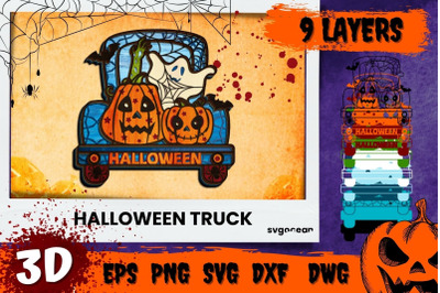 Layered Halloween Truck Svg | Layered Cut Files | Mandala