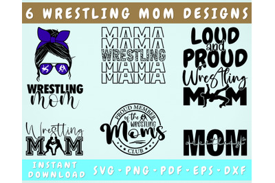 Wrestling Mom SVG Bundle&2C; 6 Designs&2C; Wrestling Mama SVG