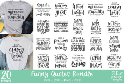 Funny SVG Bundle - 20 Funny SVG Quotes | Sarcastic Bundle