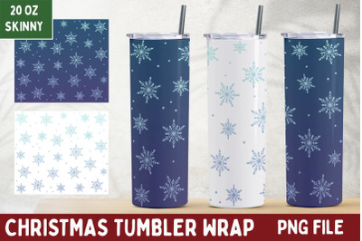 Snowflake tumbler wrap design, Christmas 20oz skinny tumbler png
