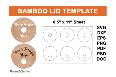 Bamboo Lid Template SVG | Bamboo Lid Sublimation Template