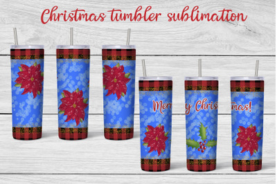 Christmas tumbler sublimation |  Christmas poinsettia PNG