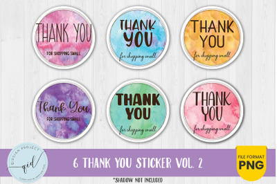 6 Thank You Sticker Vol. 2, Watercolor stickers