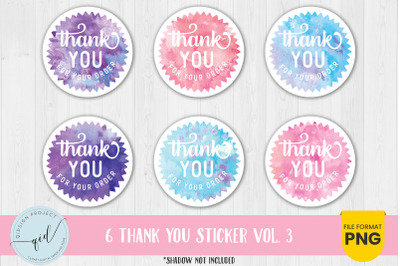 6 Thank You Sticker Vol. 3, Watercolor stickers