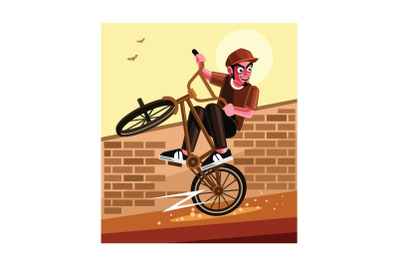 Cyclist on BMX Bike Illustration