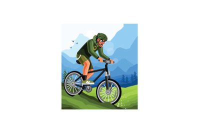 Cyclist on Mountain Bike Illustration