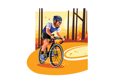 Cyclist on Road Bike Racing Illustration