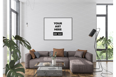 Interior scene artwork background frame mockup