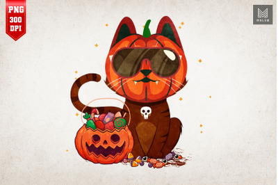 Pumpkin Head Cat Halloween