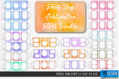 Photo Mug Sublimation PNG Bundle | 11 Oz design | 15 Oz Mug Design