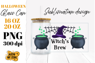 Halloween Witch Quote Glass Can design. Witch&#039;s Brew