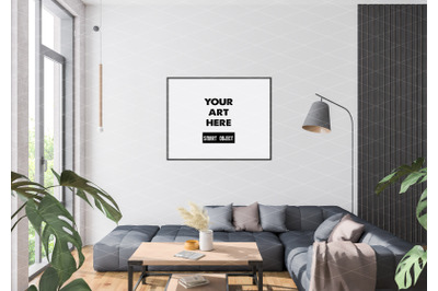 Interior scene artwork background frame mockup