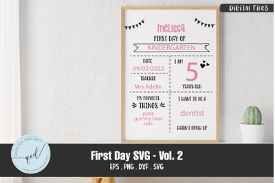 First Day Of School Stats Sign Vol. 2 SVG