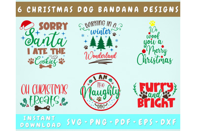 Christmas Dog Bandana SVG Bundle&2C; 6 Designs&2C; Furry And Bright SVG