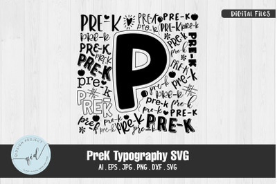 PreK Typography SVG, Back To School SVG