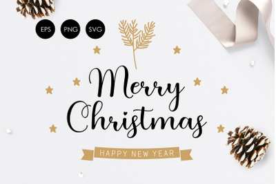 Merry Christmas SVG, New Year Text Svg, Black Text Svg, Christmas Png