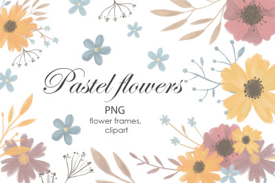 Pastel flowers and plants