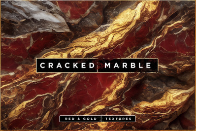 Red &amp; Gold Cracked Marble Textures
