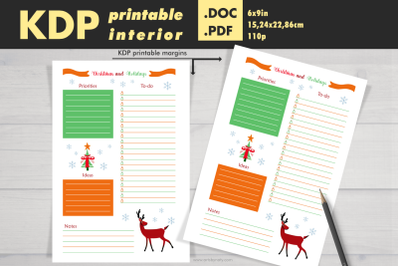 KDP daily to-do list for Christmas and Holidays.