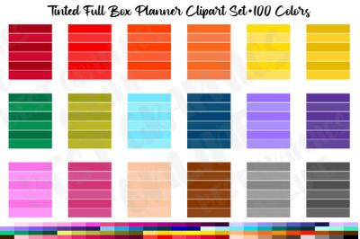Tinted List Full Box Planner Clipart Lined Full Box Stickers