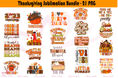 Thanksgiving Sublimation Bundle - 21 PNG